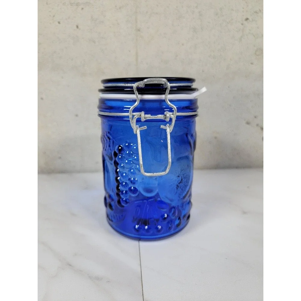 Vintage Cobalt Blue Glass 12 Panel Canister 6